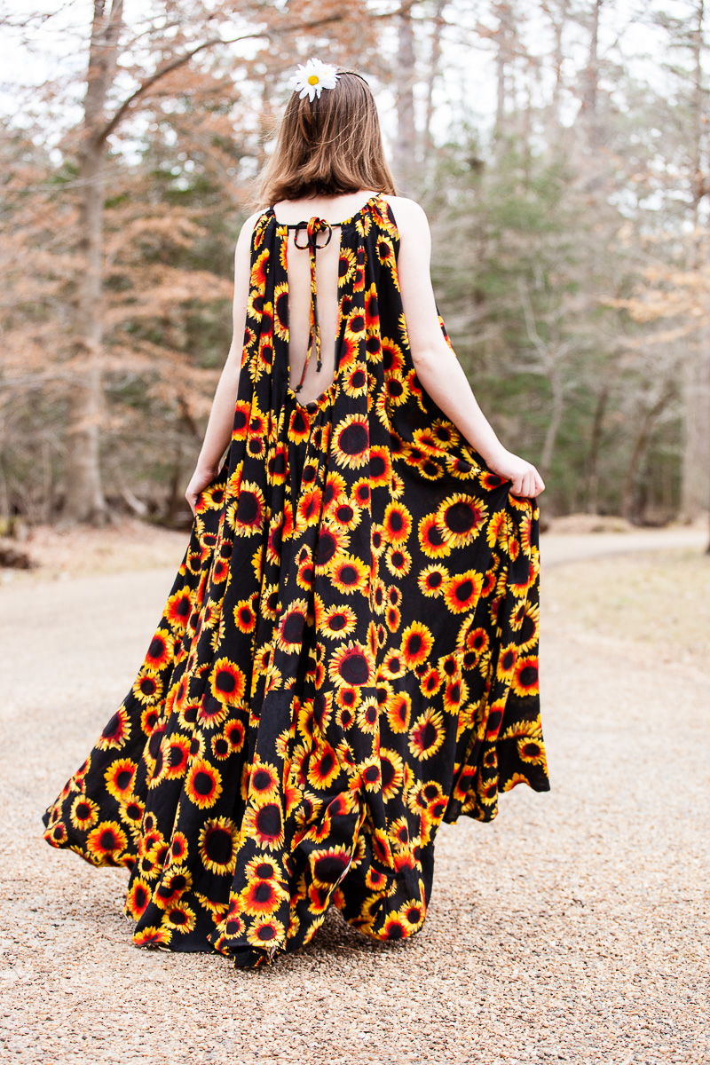 The Sunny Sunflower Maxi Dress-Learn about this dress at www.gossamerydreams.com