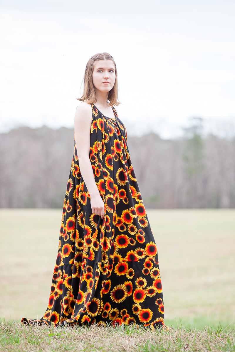 The Sunny Sunflower Maxi Dress-Learn about this dress at www.gossamerydreams.com