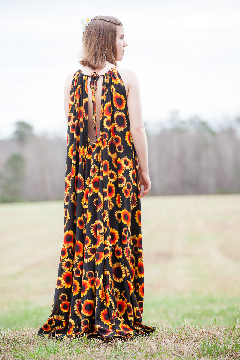 The Sunny Sunflower Maxi Dress-Learn about this dress at www.gossamerydreams.com