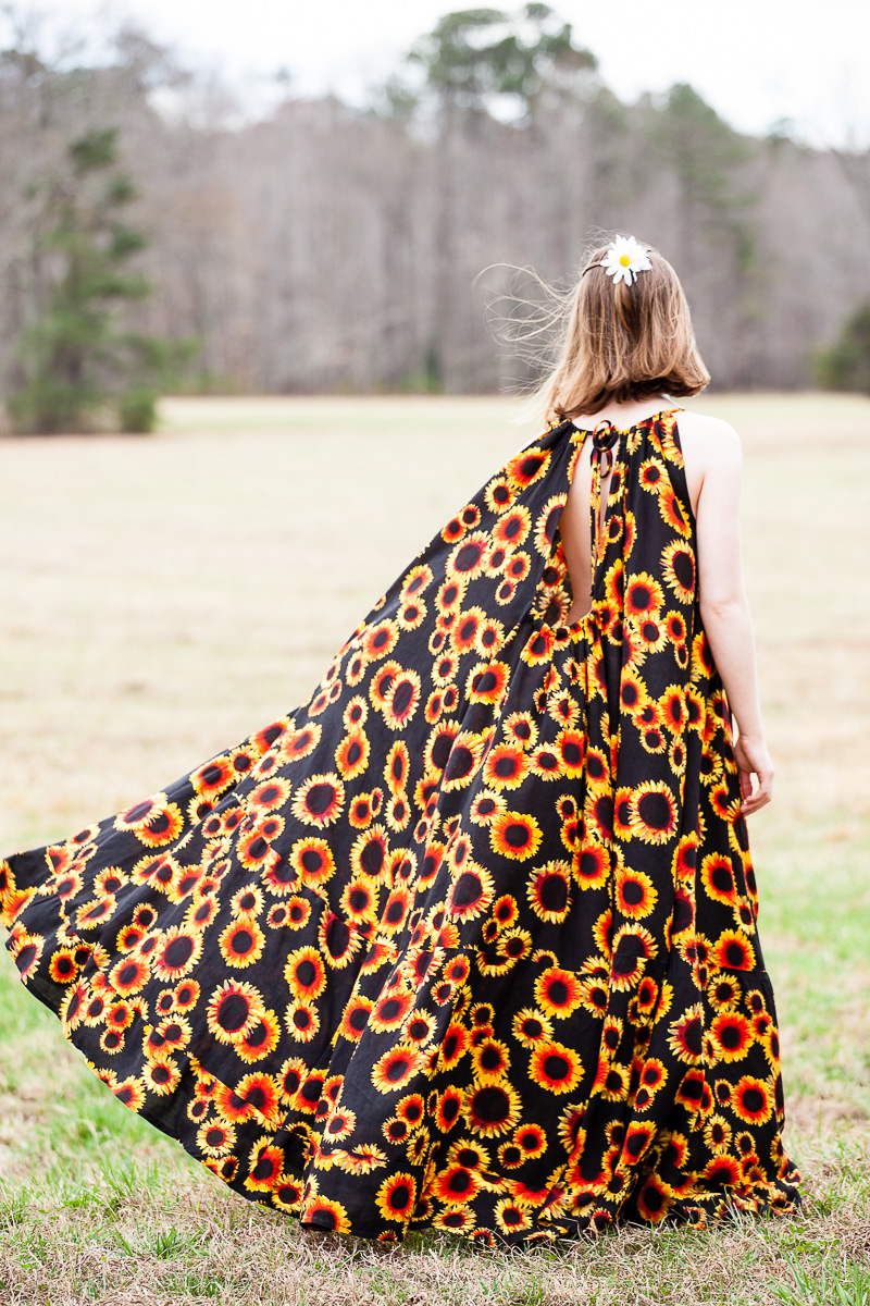 The Sunny Sunflower Maxi Dress-Learn about this dress at www.gossamerydreams.com