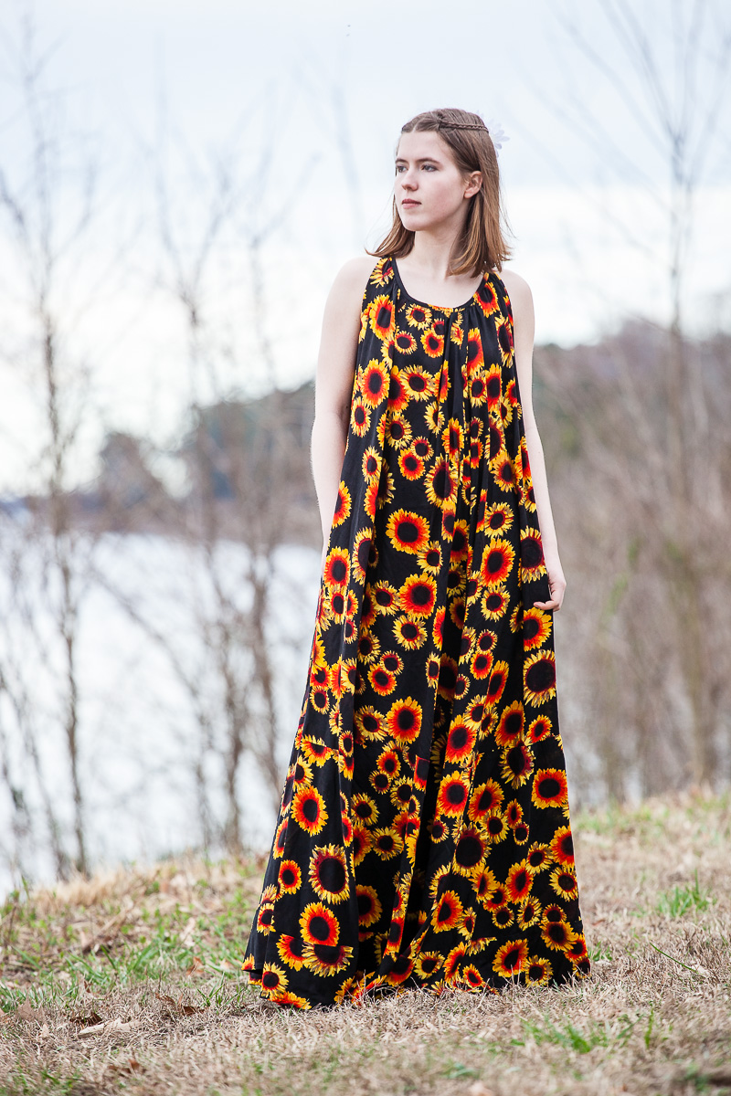 The Sunny Sunflower Maxi Dress-Learn about this dress at www.gossamerydreams.com