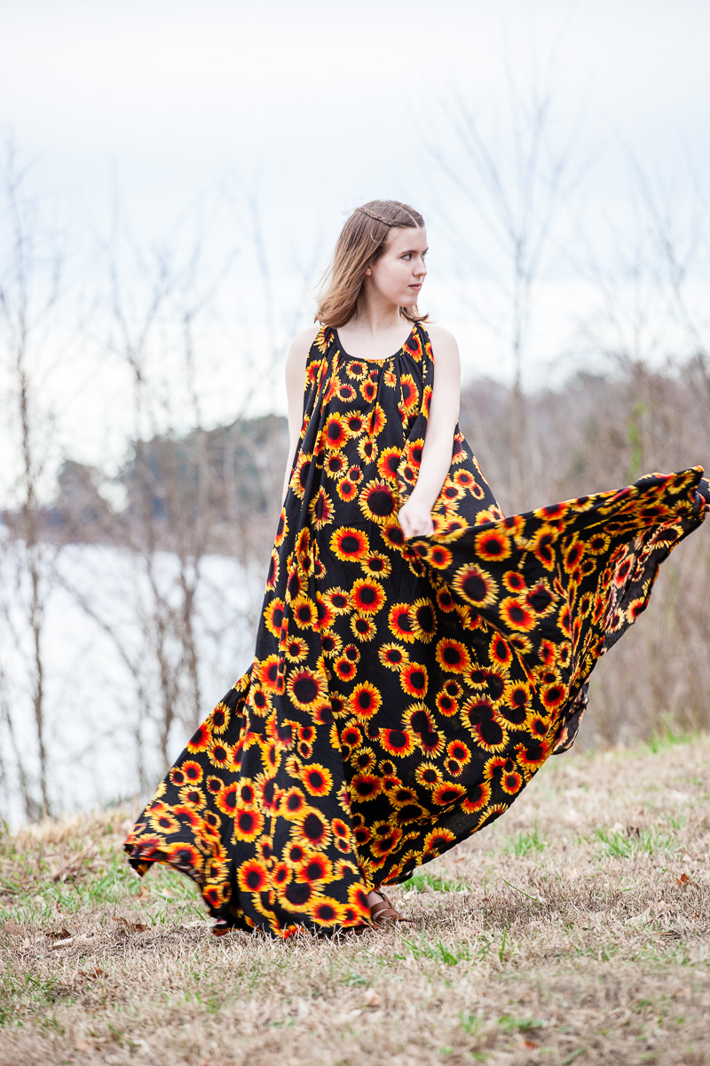 The Sunny Sunflower Maxi Dress-Learn about this dress at www.gossamerydreams.com